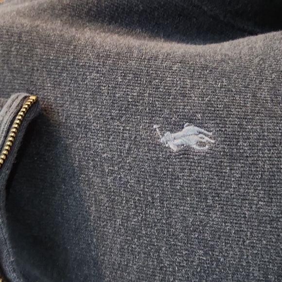 Polo Ralph Lauren Size Large Grey 1/4 Zip Pullover 100% Cotton - Picture 3 of 16